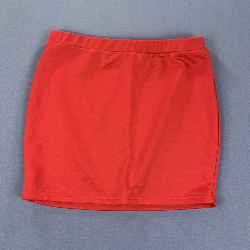 Shein SXY Skirt Womens 1XL Red Bodycon Mini Stretch Pull On High Waist Casual